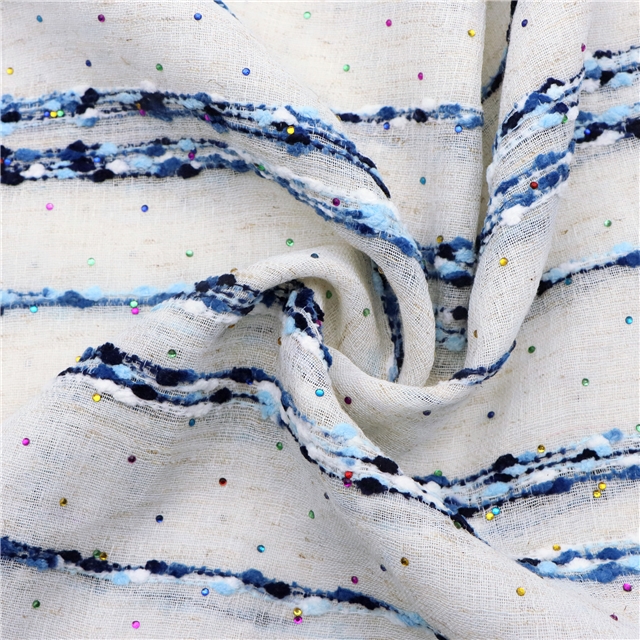 hot color diamond plush particle horizontal stripe cotton linen gauze 3#white,50*140cm(19.7*55.1