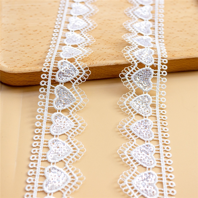 sequins heart water soluble lace