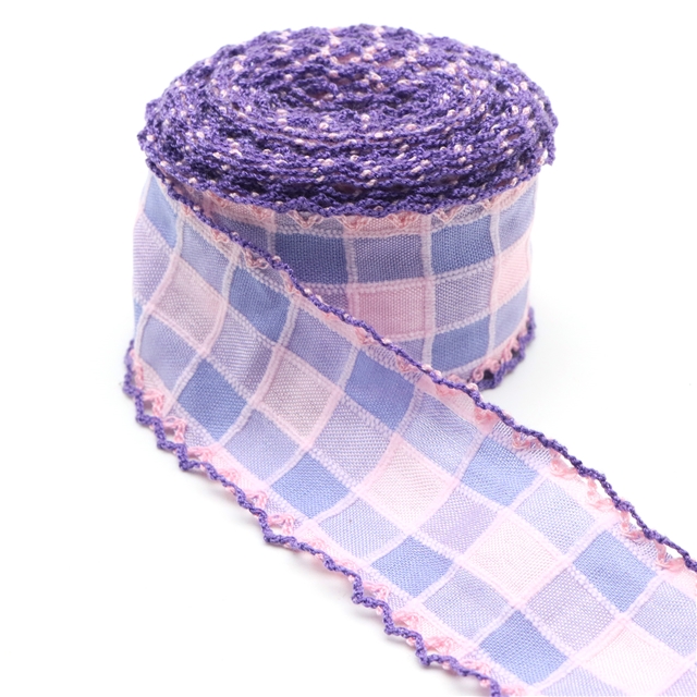 chenille jacquard plaid double layer two-color hook ribbon