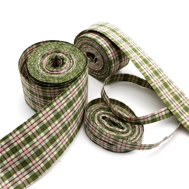 plaid layering cloth ribbons set (3 rolls/set,5 yards/roll)