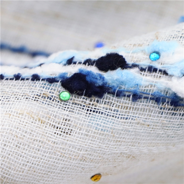 hot color diamond plush particle horizontal stripe cotton linen gauze 3#white,50*140cm(19.7*55.1