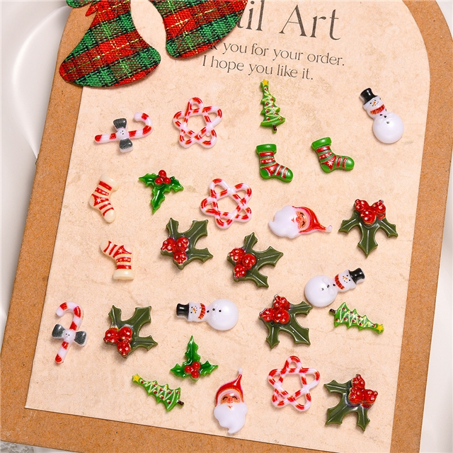 resin christmas series mini 3d resin nail accessories