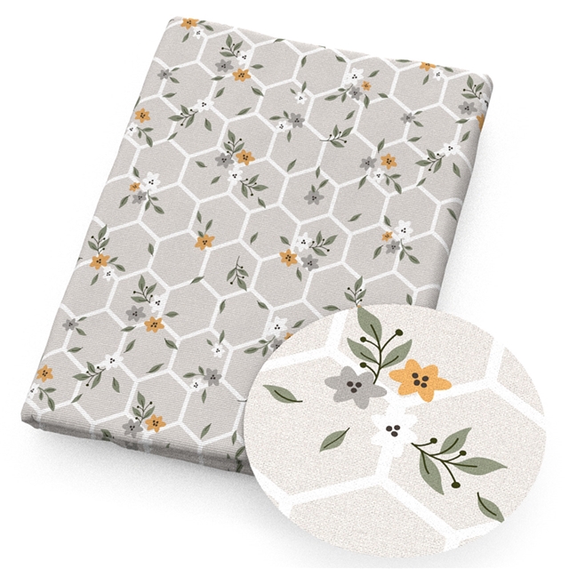 polyester cotton geometric bee series polyester cotton fabric set (10 pcs/set) polyester cotton fabric,20*20cm(7.9*7.9