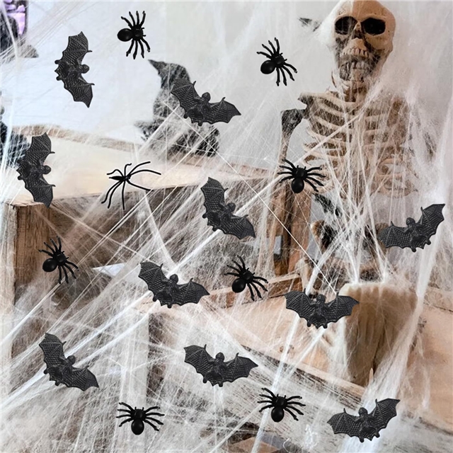 plastic mixed halloween mini plastic bat spider decoration prank insect toy
