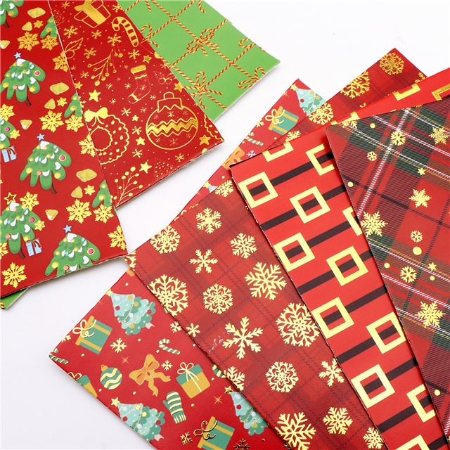 self printed gold foil faux leather fabric