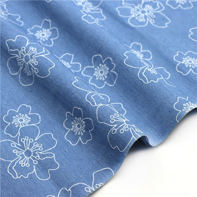 flower no wash printing denim fabric