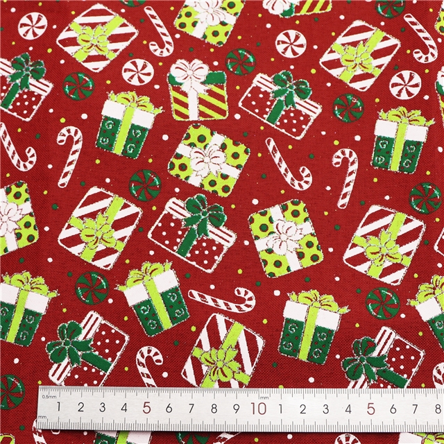 christmas present ink printed imitation linen fabric