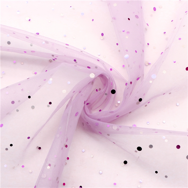 nylon gold foil star mesh gauze fabric fog purple soft gauze round dot,50*150cm(19.7*59.1