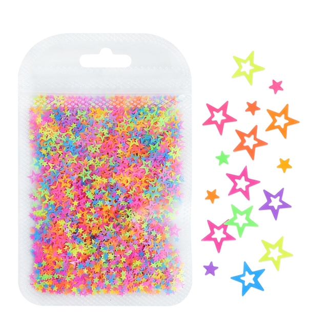 pet fluorescent hollow star sequin packaging filling material