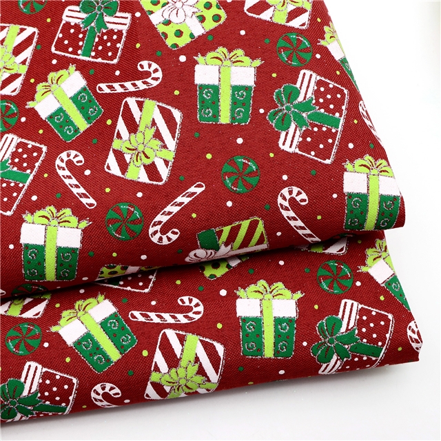 christmas present ink printed imitation linen fabric