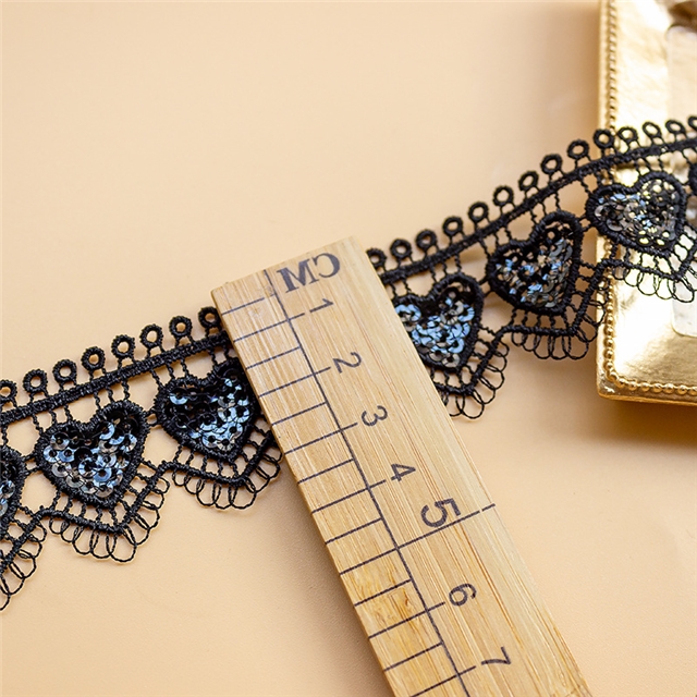 sequins heart water soluble lace