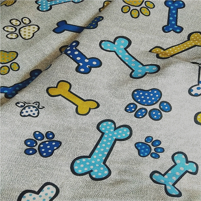 cotton and linen dog bone footprint printing