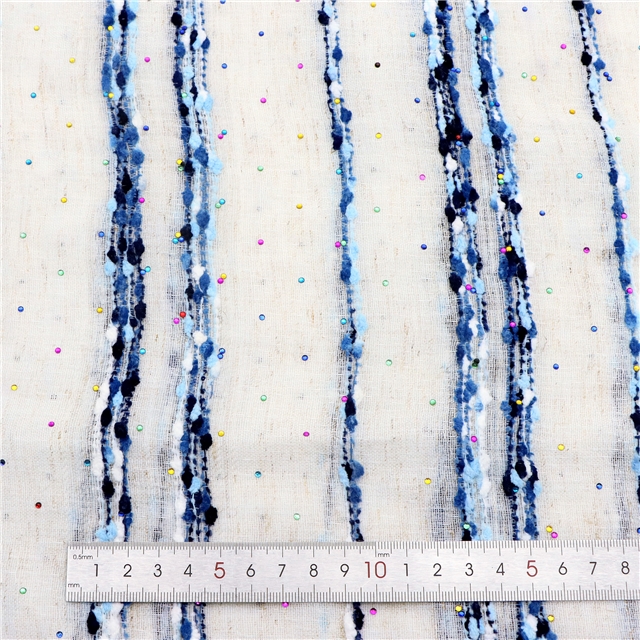 hot color diamond plush particle horizontal stripe cotton linen gauze 3#white,50*140cm(19.7*55.1