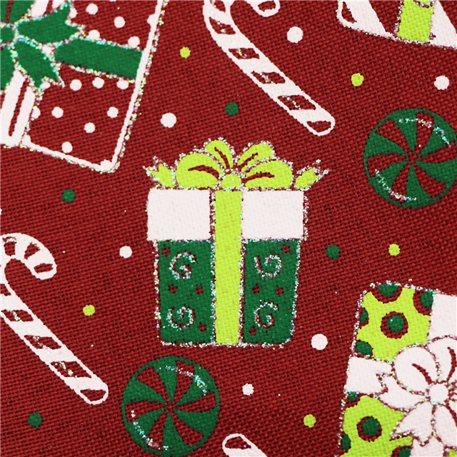christmas present ink printed imitation linen fabric
