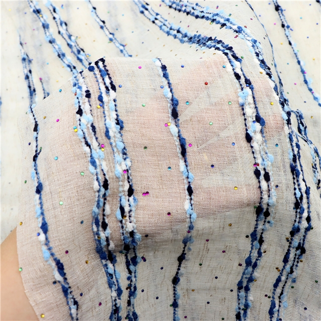 hot color diamond plush particle horizontal stripe cotton linen gauze 3#white,50*140cm(19.7*55.1