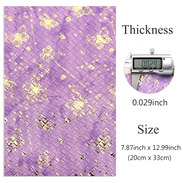 synthetic leather bump texture gold hot stamping butterfly woven pattern faux leather
