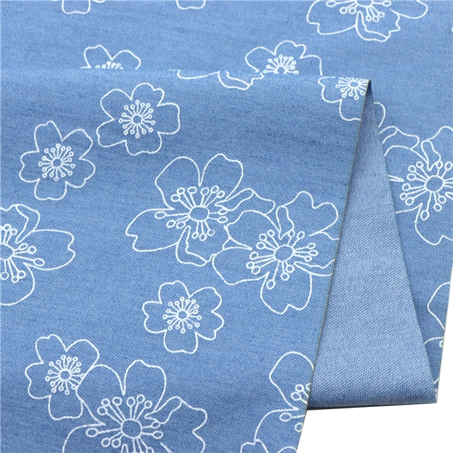 flower no wash printing denim fabric