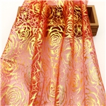 gold hot stamping rose mesh fabric