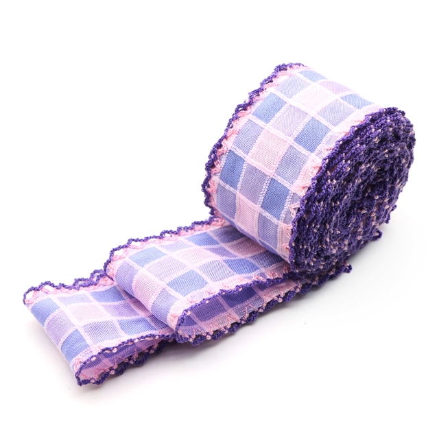 chenille jacquard plaid double layer two-color hook ribbon