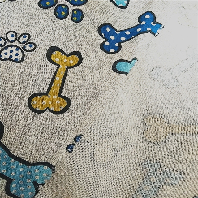 cotton and linen dog bone footprint printing