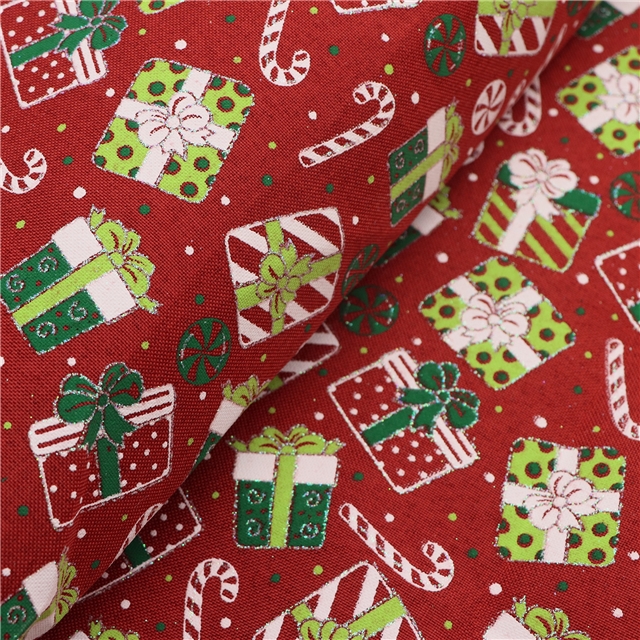 christmas present ink printed imitation linen fabric