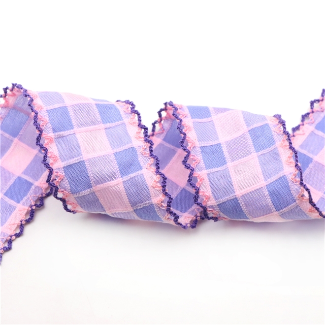 chenille jacquard plaid double layer two-color hook ribbon