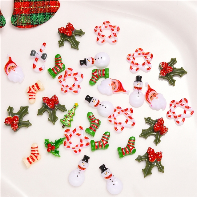 resin christmas series mini 3d resin nail accessories