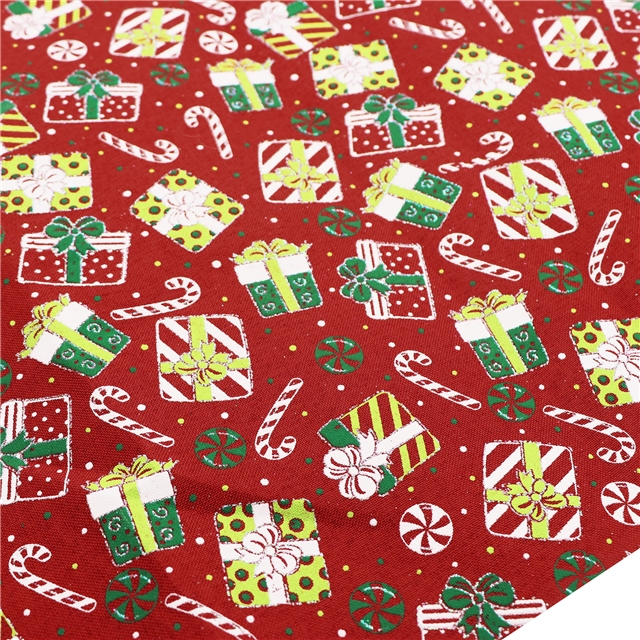 christmas present ink printed imitation linen fabric