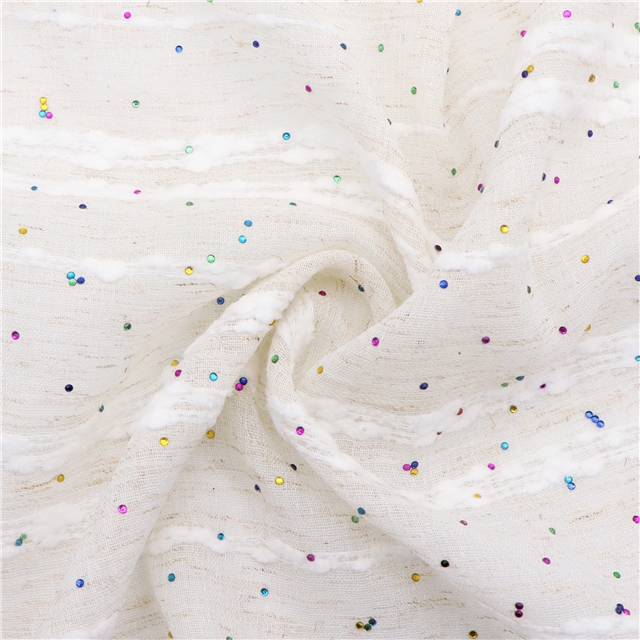 hot color diamond plush particle horizontal stripe cotton linen gauze 3#white,50*140cm(19.7*55.1