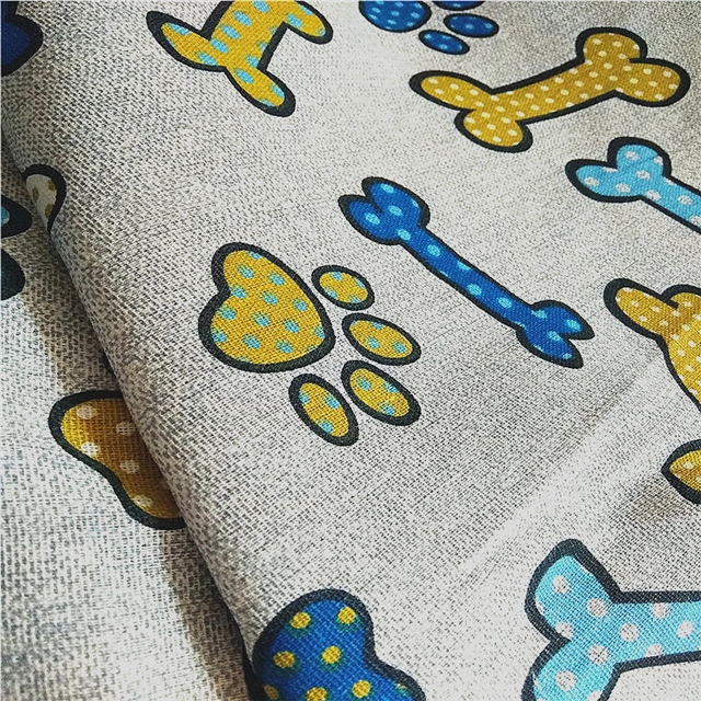 cotton and linen dog bone footprint printing