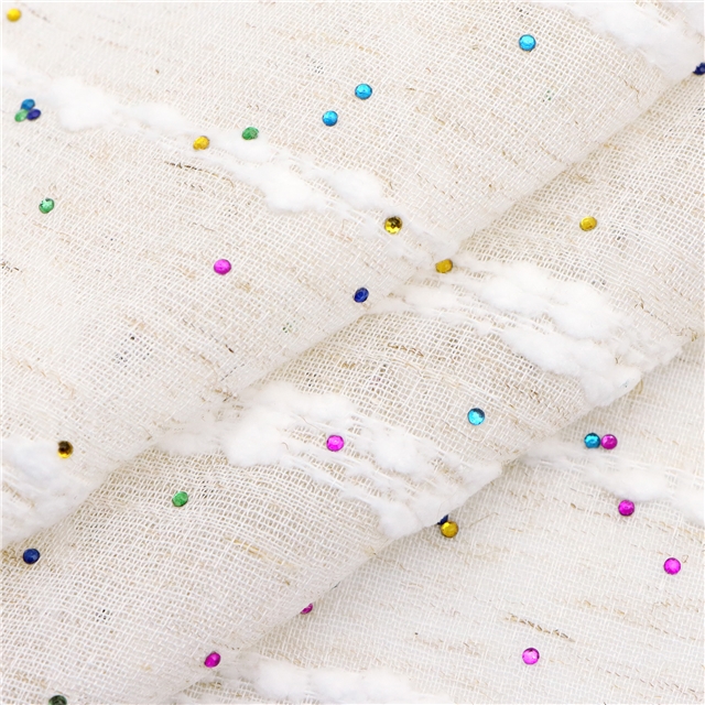 hot color diamond plush particle horizontal stripe cotton linen gauze 3#white,50*140cm(19.7*55.1