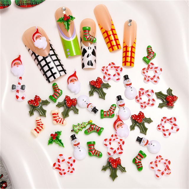 resin christmas series mini 3d resin nail accessories
