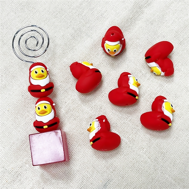 silicone three-dimensional christmas duck silicone bead