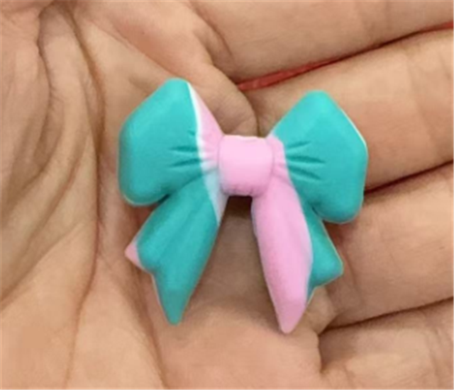 silicone three-dimensional double color bow silicone bead