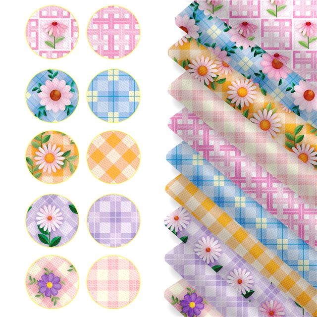 polyester cotton plaid flower series polyester cotton fabric set (10 pcs/set) polyester cotton fabric,20*20cm(7.9*7.9