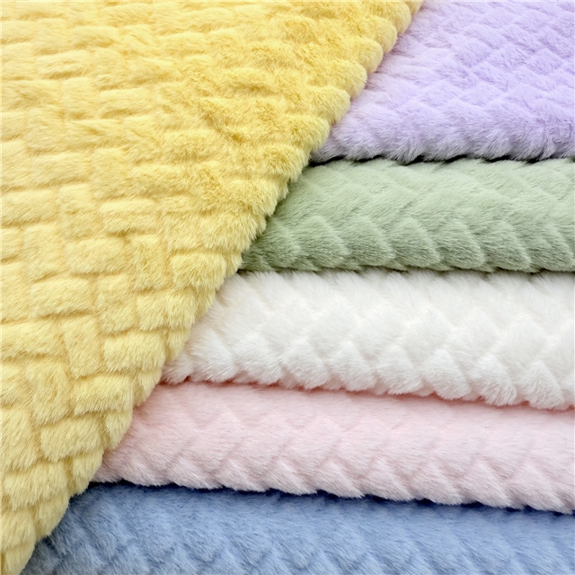 plain embossed checkered woven velvet fabric