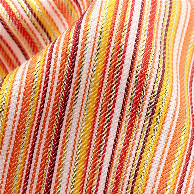 metallic embroidery threads rainbow color striped yarn dyed fabric 