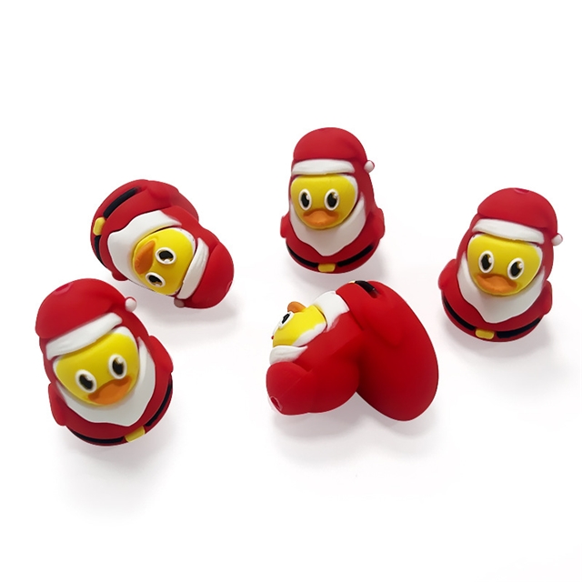 silicone three-dimensional christmas duck silicone bead