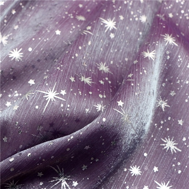 silver hot stamping star organza fabric magic purple,50*150cm(19.7*59.1