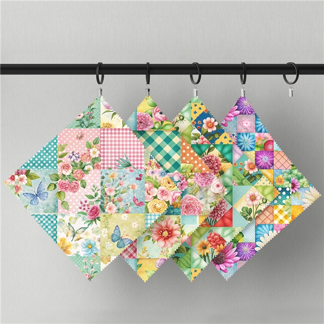 polyester cotton checkered flower series polyester cotton fabric set (10 pcs/set) polyester cotton fabric,50*45cm(19.7*17.7