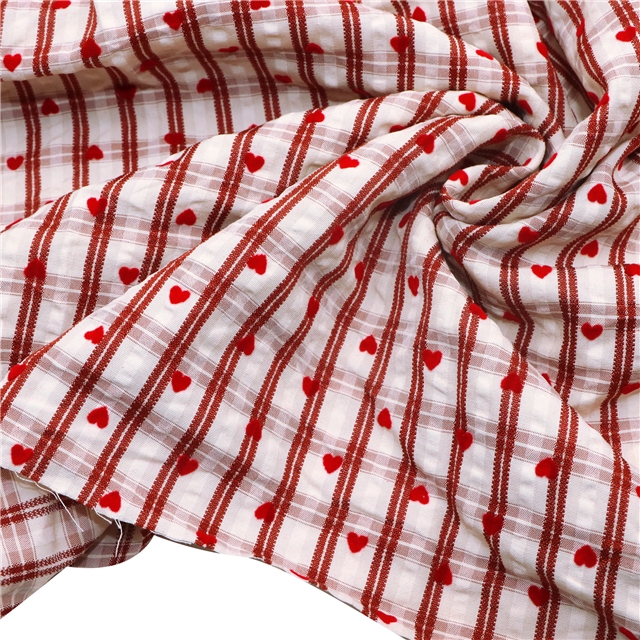 velvet heart striped plaid polyester fabric