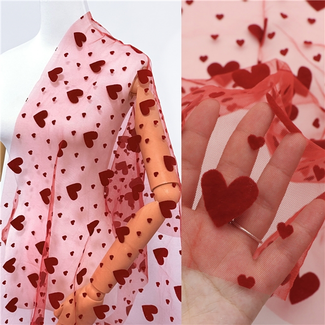 velvet heart mesh fabric