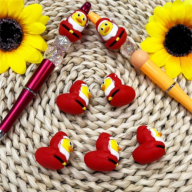silicone three-dimensional christmas duck silicone bead