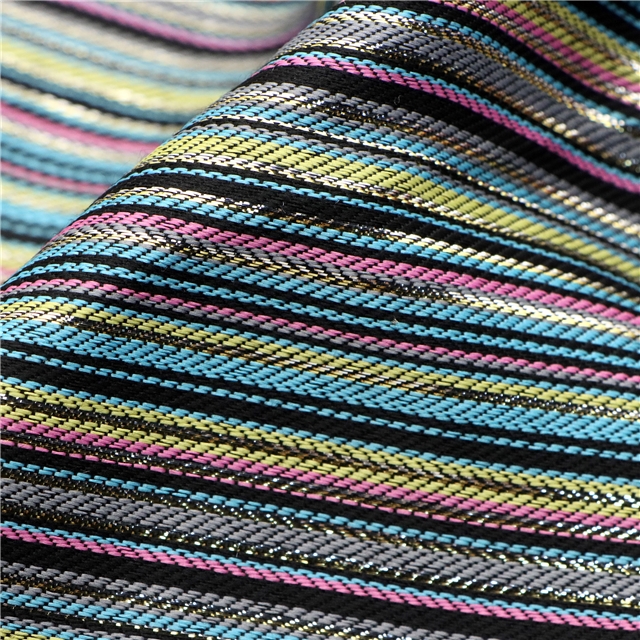 metallic embroidery threads rainbow color striped yarn dyed fabric 