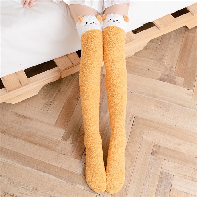 free size coral fleece and thickened knee high socks