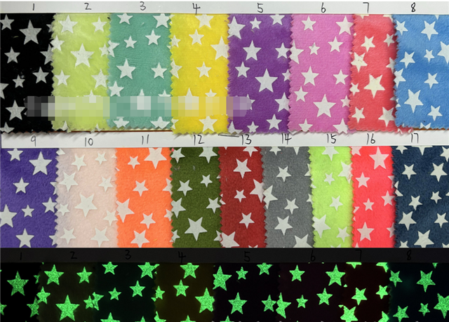 crystal ultra soft Glow In The Dark Velvet Fabric