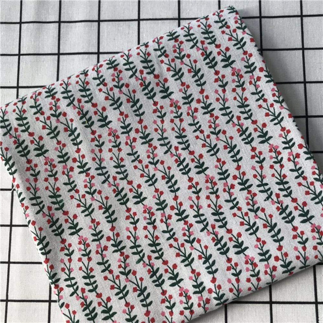 fresh printed polyester cotton spun linen fabric
