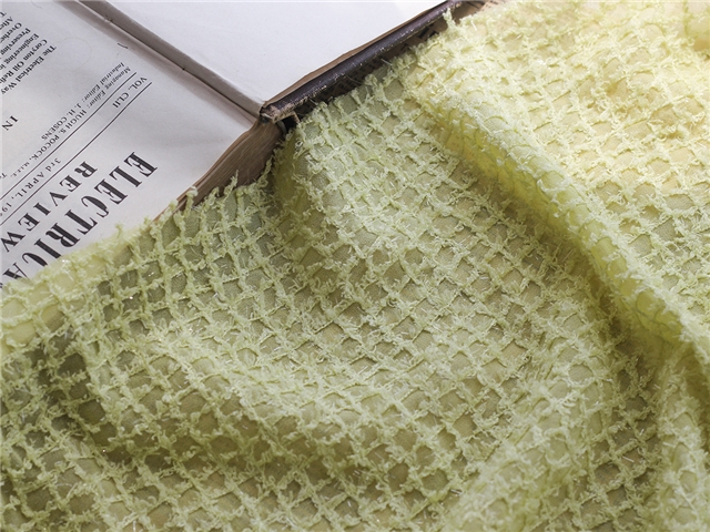 bright silk hook embroidered checkered chiffon fabric