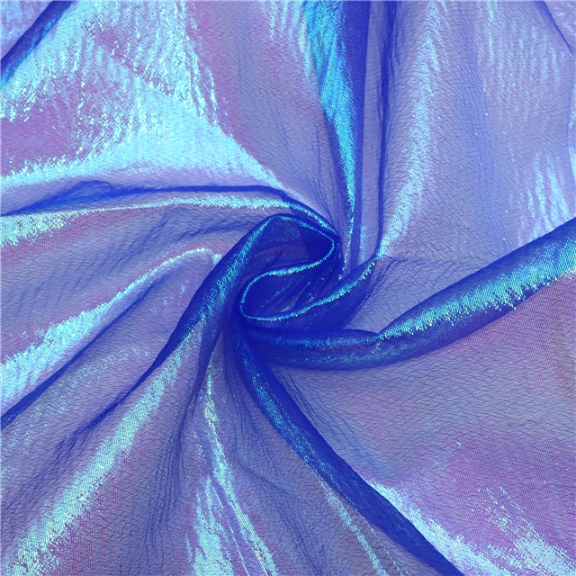 100%polyester Encrypted iridescent pleated yarn organza