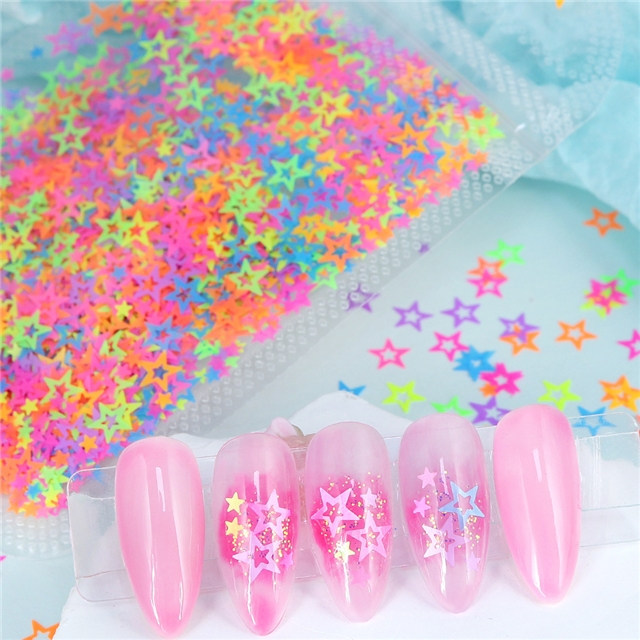 pet fluorescent hollow star sequin packaging filling material